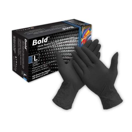 AURELIA® Bold Black Nitrile Gloves – Large (100/Box)
