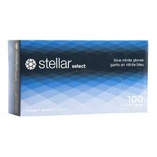Stellar® Select Nitrile Gloves – Blue, Powder-Free (S–L, 100/Box)